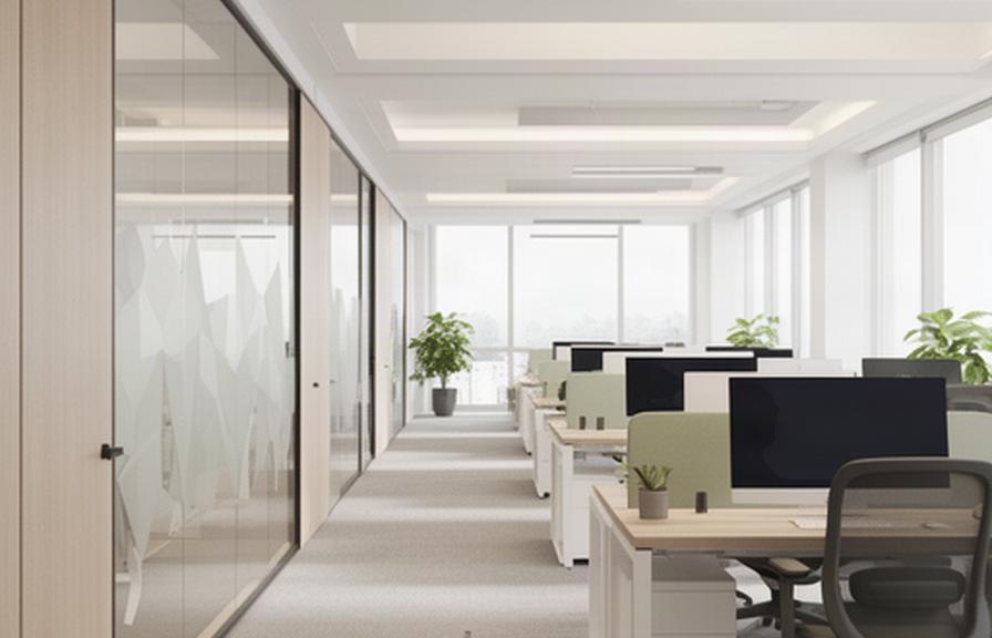 Professional workplace with glazed private offices beside daylight-filled workstations and planned desk power access